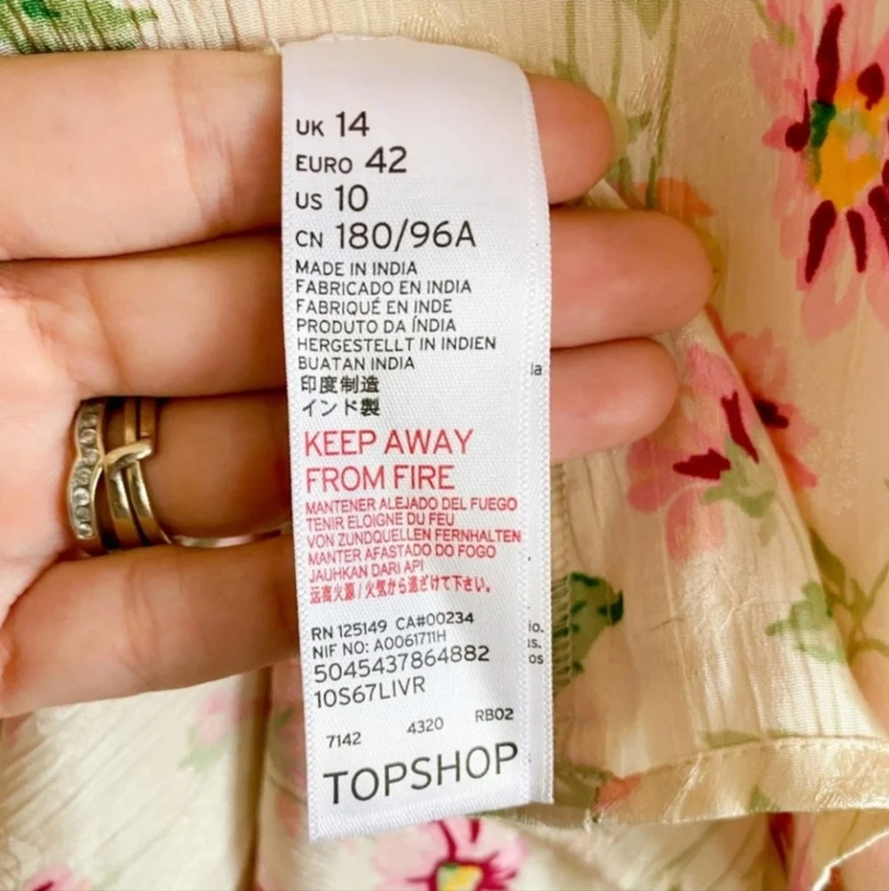 Topshop Cream Floral Wrap Dress Sz 10 - Picture 3 of 4